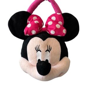 Disney Minnie Mouse Plush Zippered Bag Purse Handbag  Black, Pink